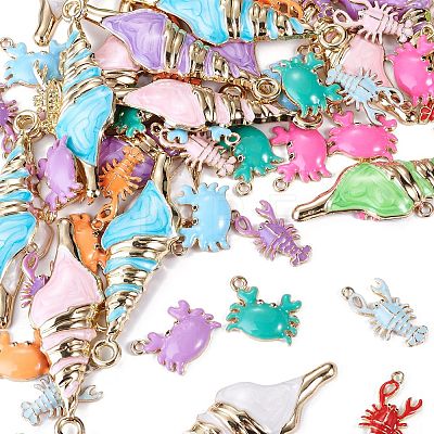60Pcs 15 Styles Alloy and Enamel Big Pendants FIND-TA0010-95-1