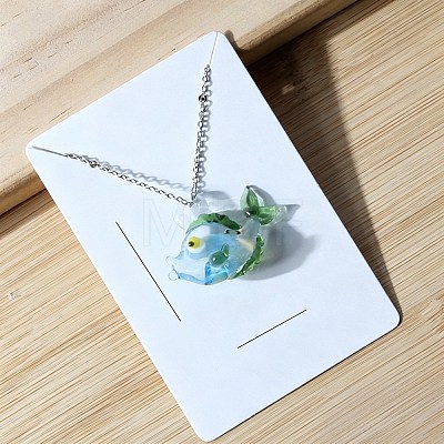 Ocean Handmade Lampwork Fish Pendant 201 Stainless Steel Cable Chain Necklaces WG72CE8-06-1