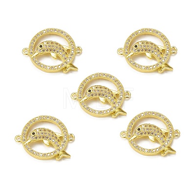 Brass Micro Pave Clear Cubic Zirconia Connector Charms KK-E068-VB059-1