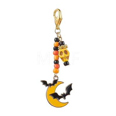 Halloween Theme Alloy Enamel Pendant Decorations HJEW-MZ00060-1