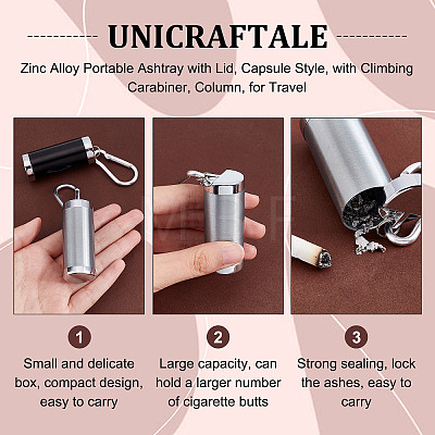 Unicraftale 2Pcs 2 Colors Zinc Alloy Portable Ashtray with Lid AJEW-UN0001-28-1