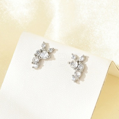 Brass Micro Pave Clear Cubic Zirconia Stud Earrings EJEW-R016-26P-16-1