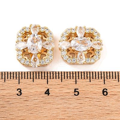 Brass Micro Pave Clear Cubic Zirconia Beads KK-S389-24G-1