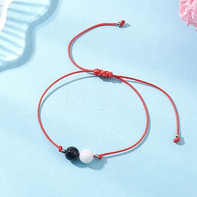 2Pcs Natural Rose Quartz & Eyeless Obsidian 
& Malaysia Jade Beads with Korean Waxed Polyester Cord Bracelets BJEW-JB12887-1