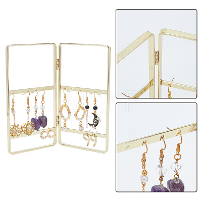 Iron Earring Display Folding Screen Stands with 2 Folding Panels EDIS-WH0035-16G-1