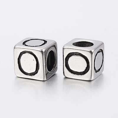 304 Stainless Steel Large Hole Letter European Beads STAS-H428-01AS-O-1