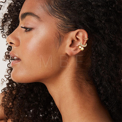 C-Shaped Brass Micro Pave Cubic Zirconia Cuff Earrings EJEW-WH0519-27B-1
