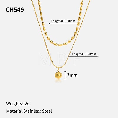 304 Stainless Steel Double Layer Necklaces FS-WG7985A-15-1