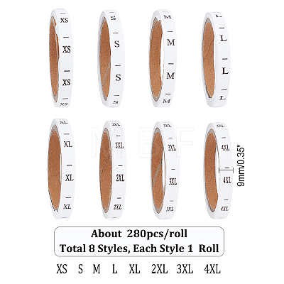 AHADEMAKER 8 Rolls 8 Style Clothing Size Labels DIY-GA0003-49-1