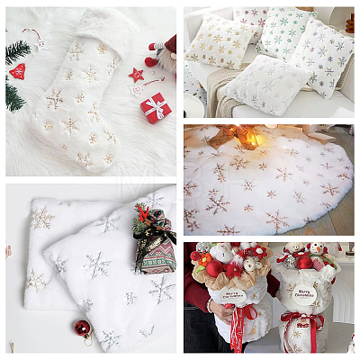 Soft Velvet Fabric with Snowflake Pattern Paillette DIY-WH0308-331-1
