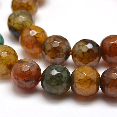 Dyed Natural Agate Faceted Round Beads Strands G-E268-08-1