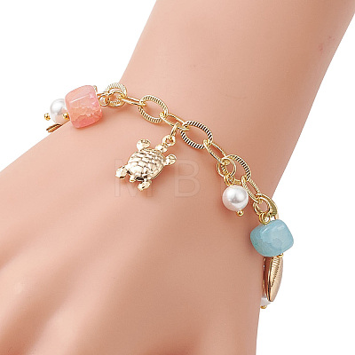 Ocean Theme 304 Stainless Steel Charm Bracelets BJEW-JB13788-1
