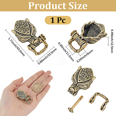 1Pc Tibetan Style Wolf Shaped Brass Shackle Clasps FIND-CY0002-14A-1