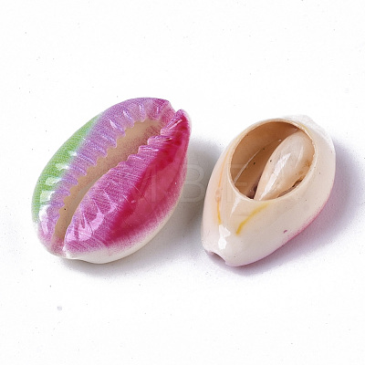 Printed Natural Cowrie Shell Beads SSHEL-R047-01-A09-1