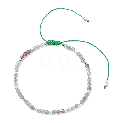 Natural Fluorite & Electroplate Non-magnetic Synthetic HematiteRound Bead Braided Beaded Bracelets for Women BJEW-JB13434-02-1