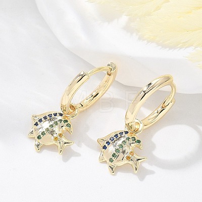 Brass Clear Cubic Zirconia Hoop Earrings EJEW-Q014-26G-1