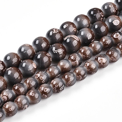 Baking Paint Glass Beads Strands DGLA-N008-8mm-09-1
