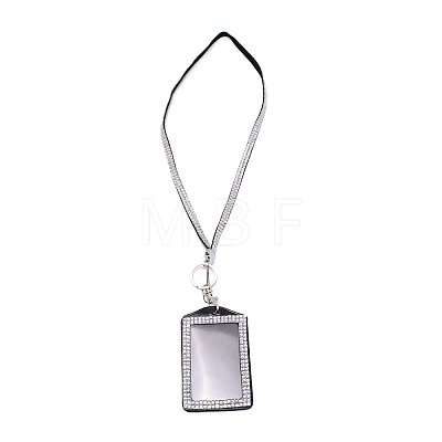 Rectangle PU Leather with Rhinestone Phone Card Holder AJEW-WH0230-48D-1