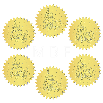 12 Sheets Self Adhesive Gold Foil Embossed Stickers DIY-WH0451-023-1