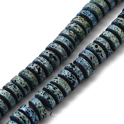 Electroplated Natural Lava Rock Beads Strands G-Q1009-F01-01-1