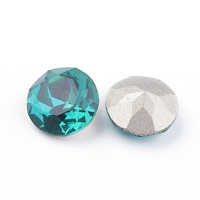 Pointed Back & Back Plated Glass Rhinestone Cabochons X-RGLA-J012-8mm-229-1