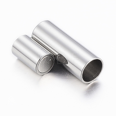 Smooth 304 Stainless Steel Magnetic Clasps with Glue-in Ends X-STAS-H402-21P-4mm-1