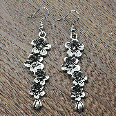 Flower Alloy Dangle Earrings FS-WGFD447-02-1
