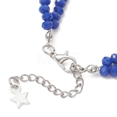 Glass & Handmade Flower Printed Porcelain Multi-strand Bracelets BJEW-JB12975-1