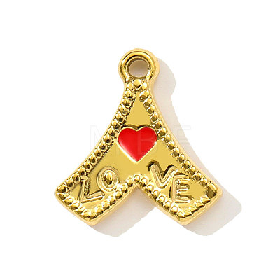 Heart with Word LOVE Charms 304 Stainless Steel Enamel Pendants STAS-OY004-14G-1