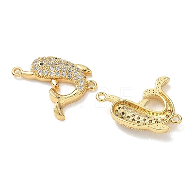 Brass Micro Pave Clear Cubic Zirconia Sea Animals Connector Charms KK-H280-01B-G-1