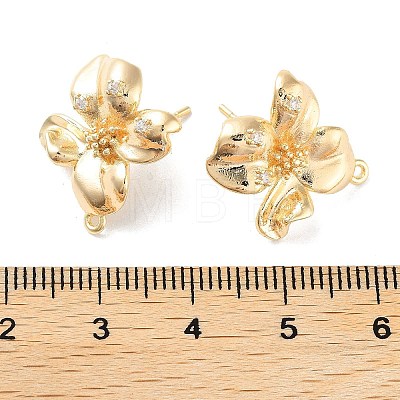 Brass Micro Pave Cubic Zirconia Stud Earring Findings KK-E107-19G-1