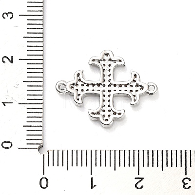 Brass Micro Pave Clear Cubic Zirconia Cross Fleury Connector Charms KK-L229-075P-1