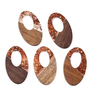 Transparent Resin and Walnut Wood Pendants RESI-T057-02C-1