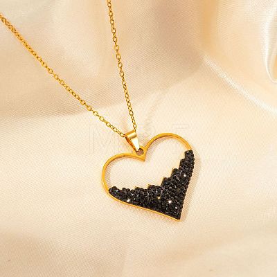 304 Stainless Steel Rhinestone Pendant Necklaces for Women FS-WGD5BB7-01-1