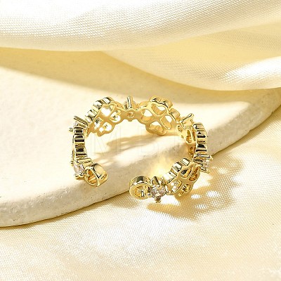 Brass Micro Pave Cubic Zirconia Cuff Rings for Women RJEW-Q008-01G-01-1