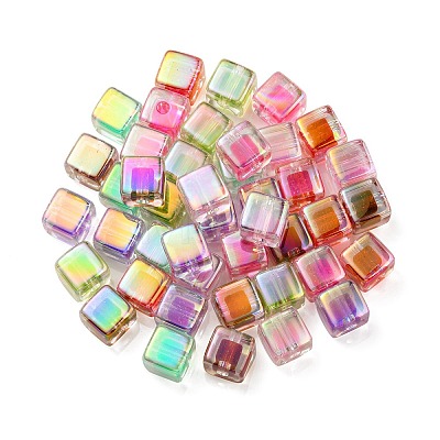 UV Plating Transparent Acrylic European Beads X-OACR-F004-10-1