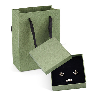 2Pcs Square Paper Jewelry Display Cases CON-TA0001-39F-01-1