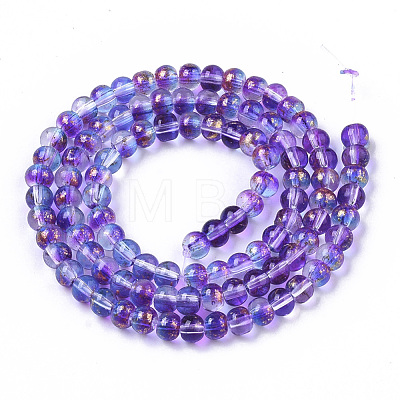Transparent Spray Painted Glass Bead Strands X-GLAA-N035-03A-B03-1