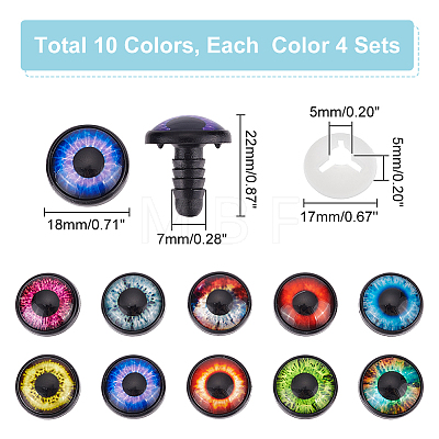   40 Sets 10 Colors Plastic Doll Eyes DOLL-PH0001-28-1