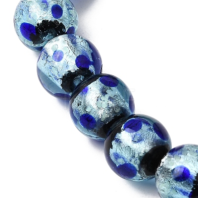 Glow in the Dark Luminous Style Handmade Silver Foil Glass Round Beads FOIL-I006-12mm-02-1