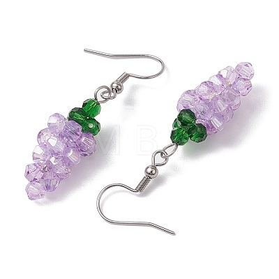 Grape Glass Dangle Earrings EJEW-JE06171-01-1