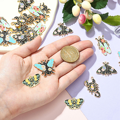 20Pcs 5 Styles Insect Series Alloy Enamel Pendants ENAM-CJ0005-40-1