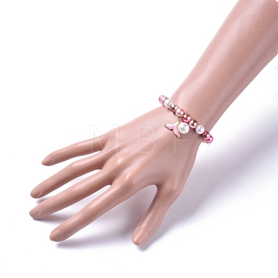 Plastic Imitation Pearl Stretch Bracelets and Necklace Jewelry Sets X-SJEW-JS01053-03-1
