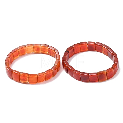 Dyed & Heated Natural Carnelian Faceted Beaded Stretch Bracelets for Women BJEW-K251-08C-1