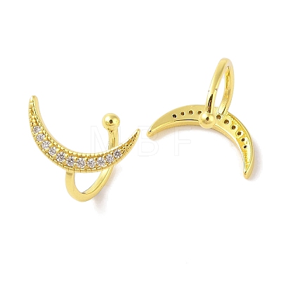 Moon Brass Cuff Earrings EJEW-I305-55G-1