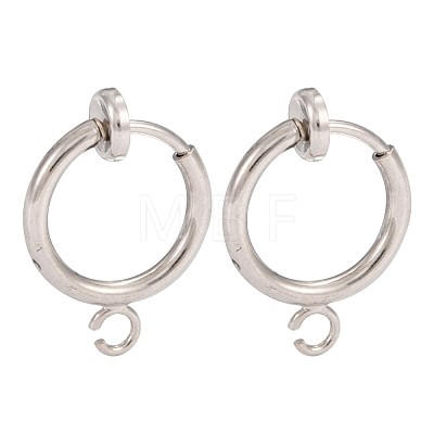 Brass Clip-on Hoop Earring Findings KK-P102-01P-1