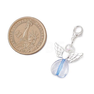 Heart Angel Alloy & Acrylic Pendant Decorations HJEW-JM04595-1