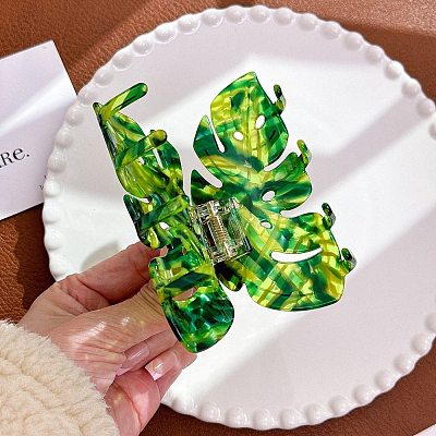 Leaf Shape Cellulose Acetate Claw Hair Clips PW-WG91048-02-1