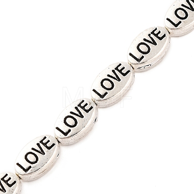 Oval with Word Love Tibetan Style Alloy Bead Strands TIBEB-O007-24-LF-1