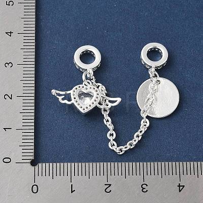 Brass Micro Pave Clear Cubic Zirconia Cable Chain European Beads KK-G531-07B-S-1
